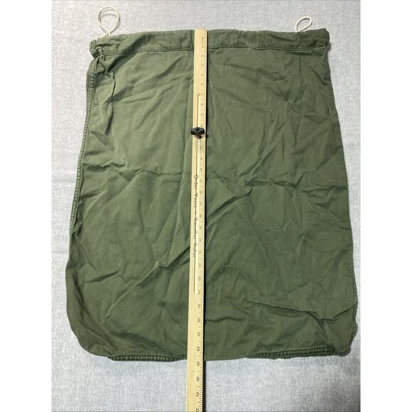 US Army Military Cotton Laundry Bag Sack Draw String Cinch Green USA VINTAGE - Picture 3 of 8